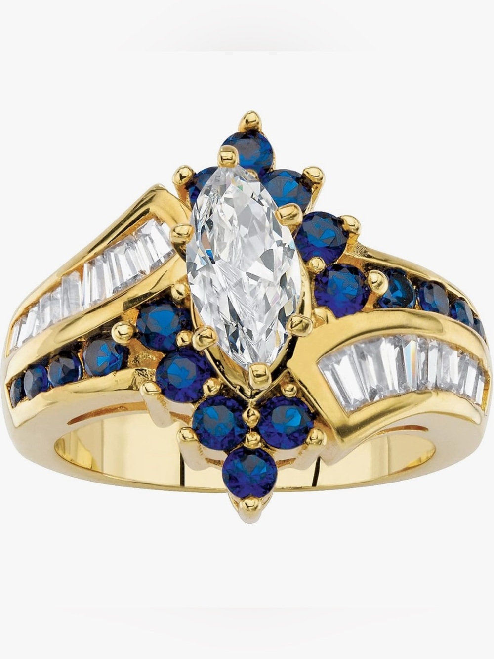 Beautiful 14KT Dip sapphire high set Spray Cocktail Ring size 9